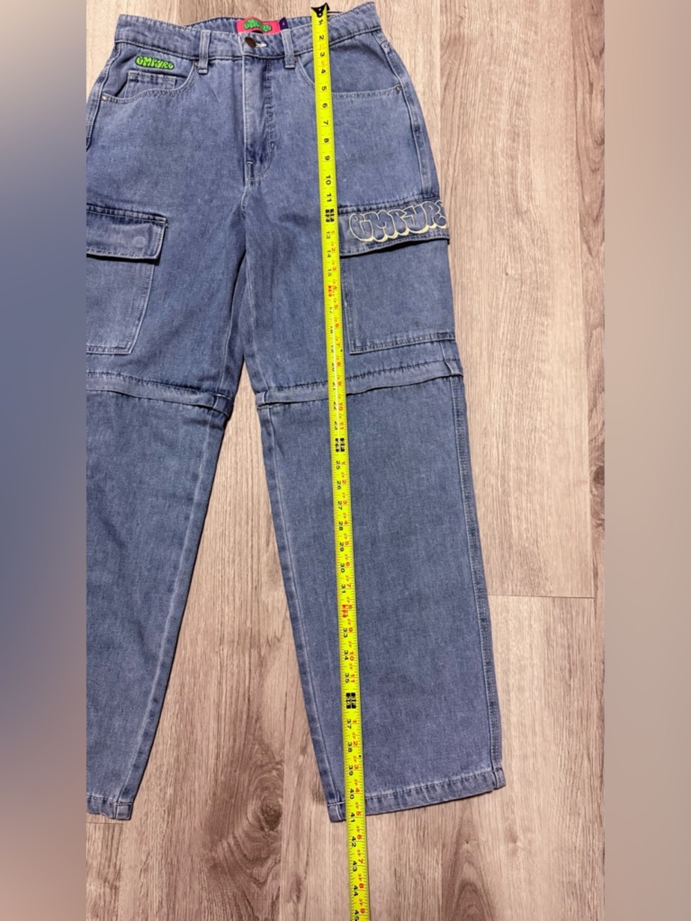 Empyre Blue Wide Leg Flare Jeans Denim Skater Graffiti style - Picture 11 of 11